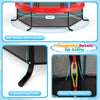 L-shaped leg frame detail of the 55-inch kids trampoline with enclosure net for enhanced stability and safety.