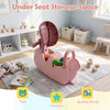Kids ride-on push car in pink with under-seat storage for toys, featuring a backrest and bright headlight for fun play.