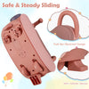 Kids ride-on push car in pink features a headlight, music, and under-seat storage for toddlers aged 18-36 months.