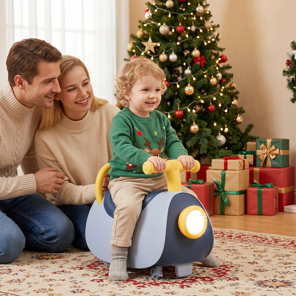 Kids Ride On Push Car with Headlight Music & Under Seat Storage for 18-36 Months-Blue - Gallery View 1 of 10