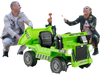 Bright green kids ride-on dump truck with electric dump bed, perfect for outdoor fun and imaginative play.