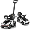 Side view of the 3-in-1 licensed Lamborghini ride-on push car in white, showcasing its stylish design and sturdy handle.