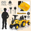 Kids ride-on tractor in yellow with detachable trailer, designed for ages 1.5-3 years, promotes stability and fun.