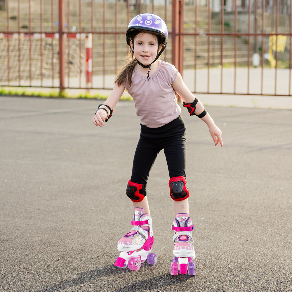 Kids Roller Skates 4 Sizes Adjustable Quad Skates with Light-up Wheels-Rose Red - Gallery View 1 of 11