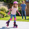Kids Roller Skates for Girls Boys 4 Sizes Adjustable Quad Skates with Light-up Wheels-Pink - Gallery View 1 of 10