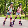 Kids Roller Skates for Girls Boys Teens 4 Sizes Adjustable Quad Skates with Light-up Wheels-Pink - Gallery View 1 of 10
