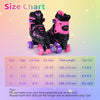Size chart for Kids Roller Skates with adjustable sizing, highlighting foot length and age for optimal fit.