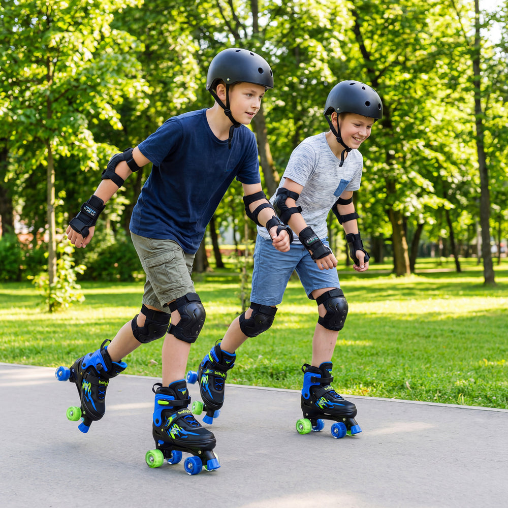 Kids Roller Skates for Girls Boys Teens 4 Sizes Adjustable Quad Skates with Light-up Wheels-Navy - Gallery View 1 of 10