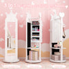 Kids room furniture set featuring a princess vanity table, full-length mirror, and jewelry cabinet for organized.