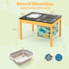 3-in-1 kids sand water activity table with removable racing tabletop, built-in storage bin, and sturdy fir wood frame.