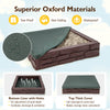 Brown kids sandbox with waterproof cover and bottom liner, designed for 1-4 children aged 3-12, ideal for outdoor play.