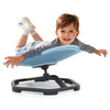 Kids sensory swivel chair in blue, featuring an elephant shape and non-slip metal base for safe 360° spinning fun.