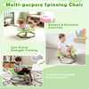 Kids sensory swivel chair in green, featuring a non-slip metal base for balance exercises and comfort support.