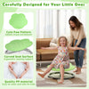 Kids sensory swivel chair in green with cute paw pattern, ergonomic design, and non-slip metal base for safe play.