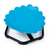 Sunflower-shaped kids sensory swivel chair in blue with a sturdy metal base, designed for 360° spinning and safe play.