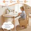 Kids sensory table set with adjustable height, solid wood legs, and two storage bins for versatile play and organization.
