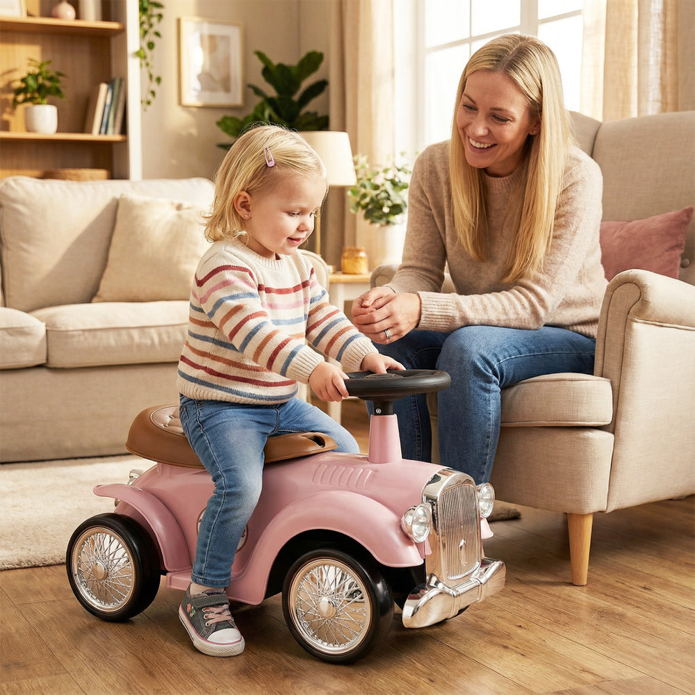 Kids Sit to Stand Vehicle with Working Steering Wheel and Under Seat Storage-Pink - Gallery View 1 of 11