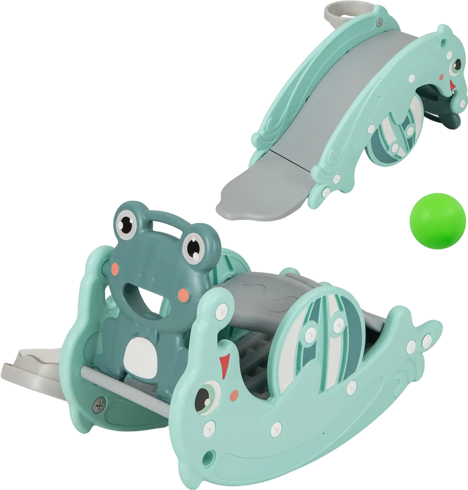 Costway 3-in-1 Kids Toddler Convertible Slide Rocking Horse w/ Basketball Hoop 83516479 New