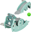 Kids slide rocking horse set in green with a smooth slide surface, designed for safe play and motor skill development.