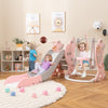 4-in-1 Kids Slide and Swing Set with Basketball Hoop-Pink - Gallery View 1 of 10
