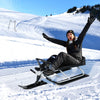 Kids Snow Sled with Steering Wheel and Double Brakes-Black - Gallery View 1 of 10