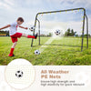 Kids soccer rebounder and goal with adjustable height, featuring durable PE nets for outdoor play and quick rebound.