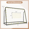 Adjustable height soccer goal and rebounder with dimensions 6.1' x 2' x 3.3'-4', ideal for outdoor play and training.