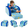 Kids sofa with a charming planet pattern, featuring a sturdy structure and raised armrests for safe and comfortable.