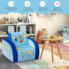 Convertible kids sofa in planet pattern, made of soft velvet, ideal for play and nap in any room.
