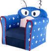 Blue kids sofa with armrests and thick cushion, featuring a cute design, ideal for children's rooms and play areas.