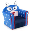 Kids sofa with armrest and thick cushion in blue, featuring a cute star design, ideal for children's rooms and play.