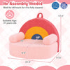 Kids sofa with rainbow design, soft fleece cover, high-density foam, and removable washable cover for comfortable.