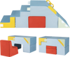 Kids soft foam blocks set in blue, featuring a convertible table and chair, ideal for playrooms and safe play.