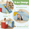 Kids soft foam blocks in blue, featuring a slide, crawl tunnel, and table & chair set for safe, versatile play.