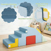 Kids soft foam blocks in blue with rounded corners, ideal for playrooms as a slide or convertible table and chair set.