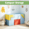 Kids soft foam blocks in blue with stackable design for compact storage, ideal for playrooms and safe play.