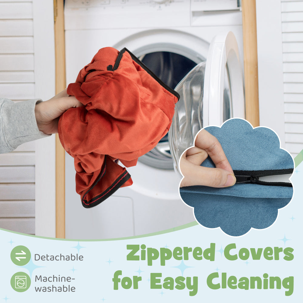 Zippered velvet cover for Kids Soft Foam Blocks, machine washable for easy cleaning and safe play in various settings.
