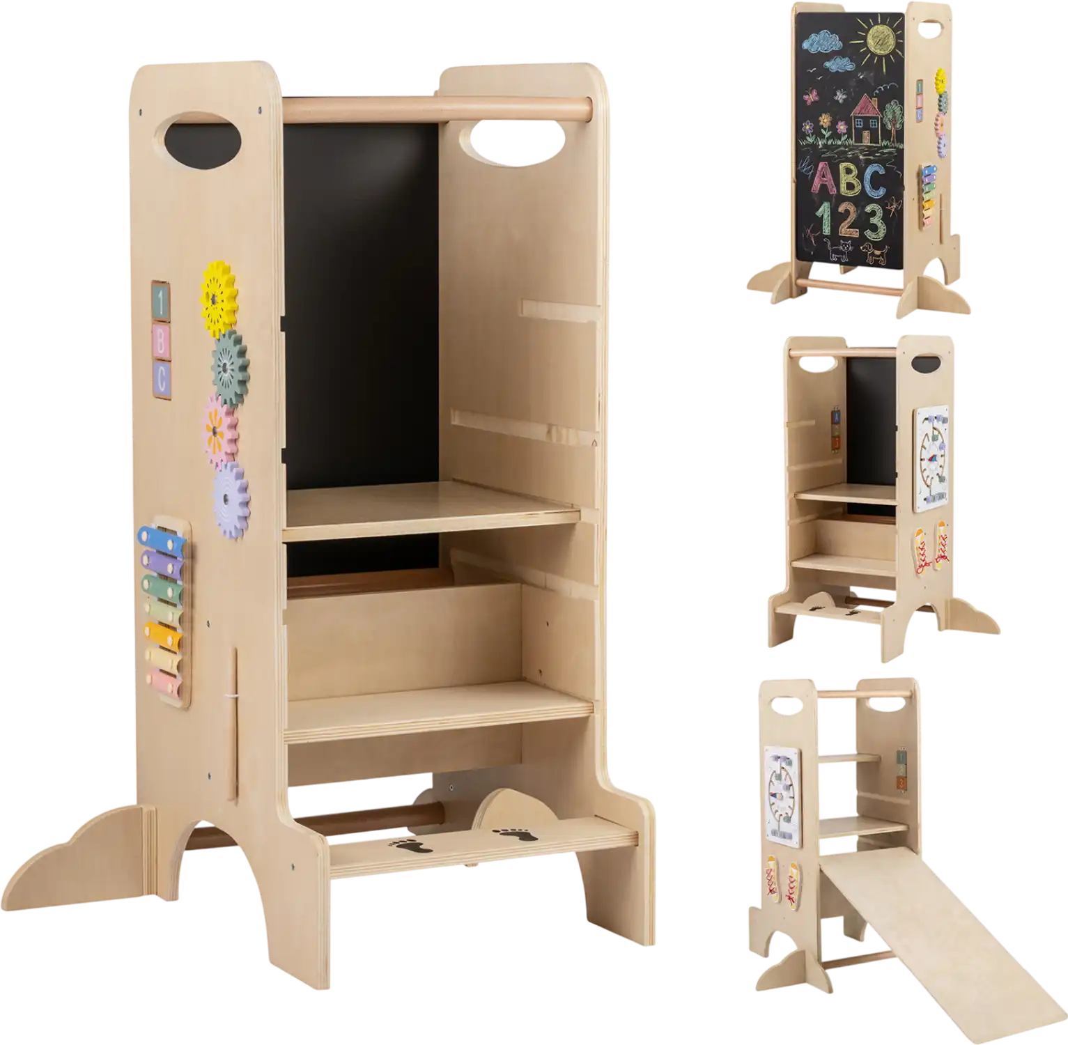 Costway Kids Standing Tower Detachable Chalkboard Montessori Games 89093092 New