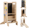 Kids Standing Tower with Detachable Chalkboard and Montessori Games for 3+ Years Old