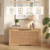 Kids storage bench with rattan texture, spacious 39-gallon interior, ideal for toys and versatile use in any room.