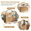 Kids storage bench with flip top, rattan texture, and handles, perfect for toys, shoes, or as a coffee table.