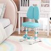 Blue kids study chair showcasing a 30° swiveling backrest and customizable footrest for enhanced comfort and posture.