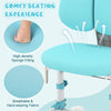 Kids study chair in blue featuring breathable fabric, high-density foam cushion, and adjustable backrest for comfort.