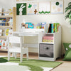 Kids Study Desk and Chair Set with Open Shelves Drawer and Fabric Storage Bin-White - Gallery View 1 of 10