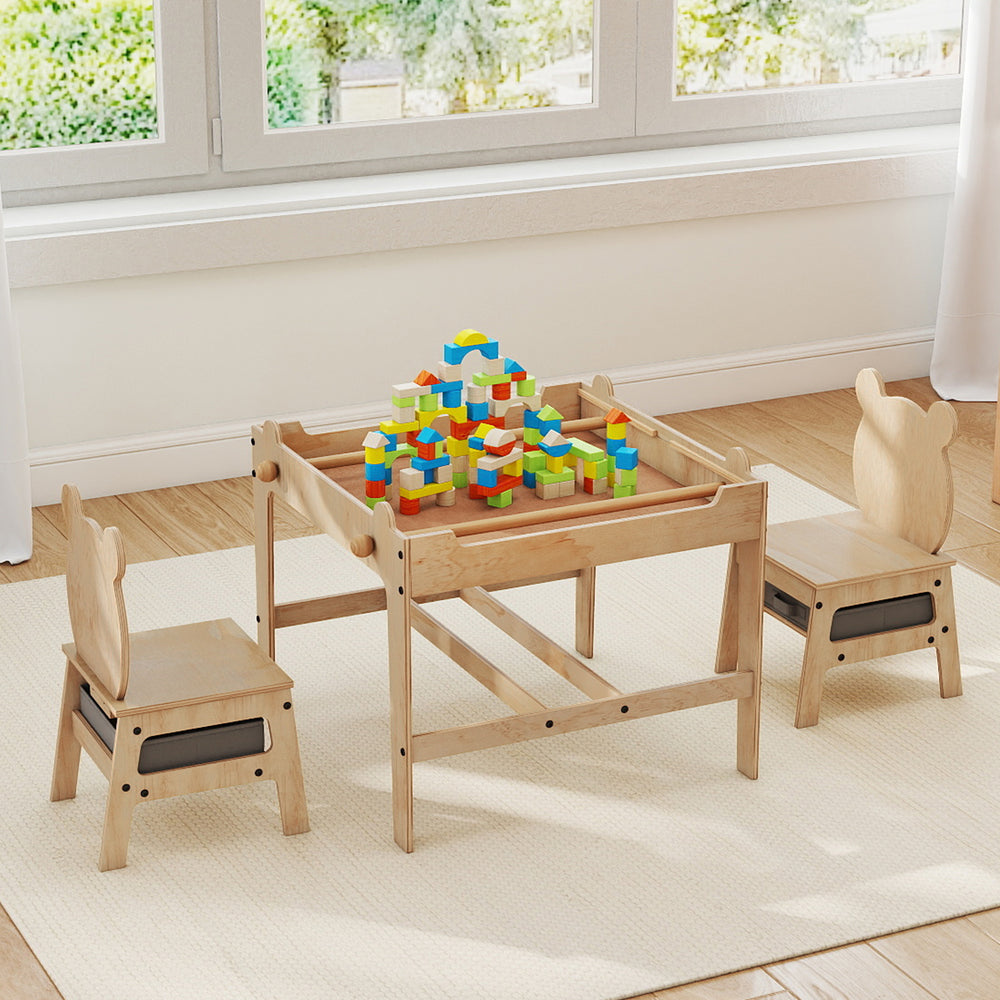 Kids Table and Chairs Set with Reversible Whiteboard-Panda-shaped - Gallery View 1 of 11