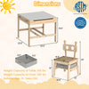 Kids table and chairs set with reversible whiteboard, featuring a robot-shaped backrest and spacious storage drawers.