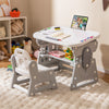 Height Adjustable Kids Table and Chair Set with Tiltable Whiteboard and Concave Shelf-Gray - Gallery View 1 of 11
