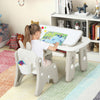 Kids Table and Chair Set with Flip-Top Bookshelf-Gray - Gallery View 1 of 12