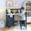 Blue kids table and chair set includes a high back chair and spacious surface, ideal for homework and creative projects.