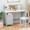 Kids Table and Chair Set with Bookshelf and Cabinet Study Table for Bedroom-Gray - Gallery View 1 of 10